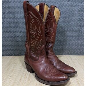 Vintage Justin Leather Western Boot Mens 7.5D Style 2497 Made In USA Cowboy